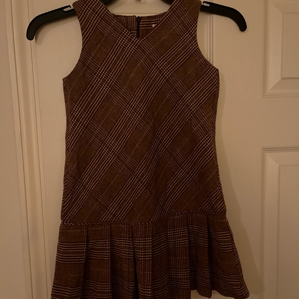 Hartstrings Brown Plaid Kids Casual Dress